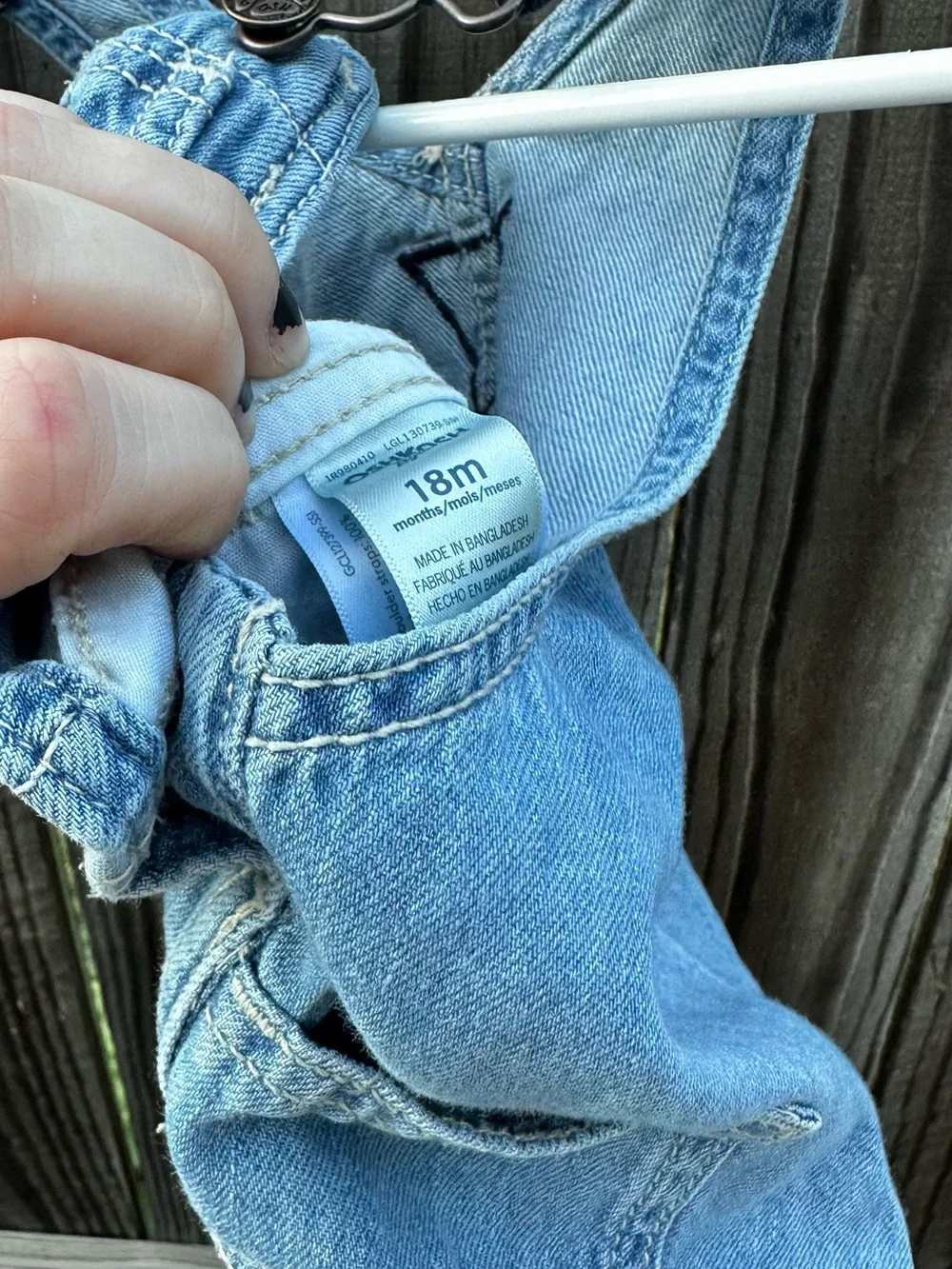 OshKosh B'gosh Denim Short Overalls with Striped Straps